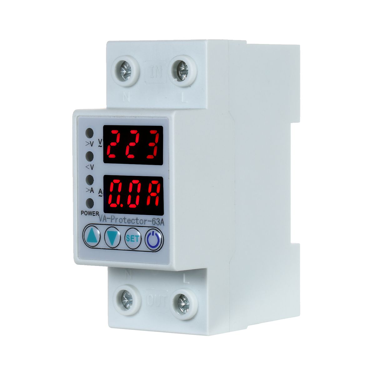63A 220V Din Rail Adjustable Over Voltage And Under Voltage