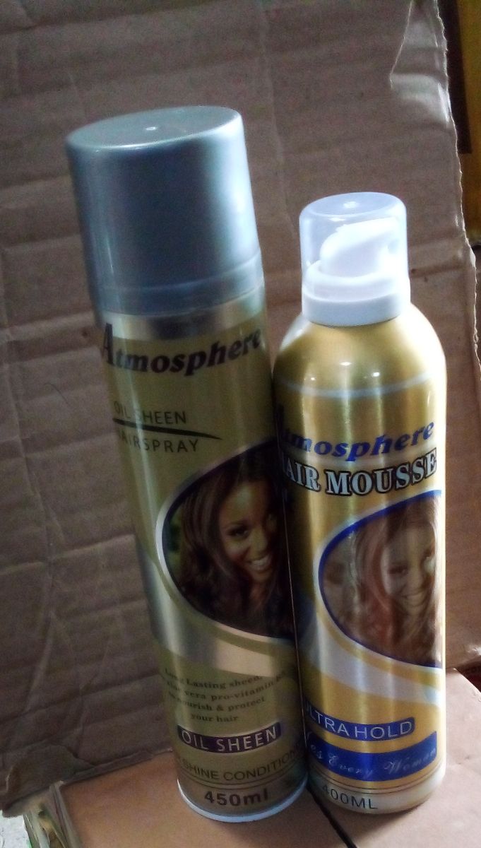 ATMOSPHERE OIL SHEEN HAIR SPRAY 450ml + ATMOSPHERE HAIR MOUSSE 400ml