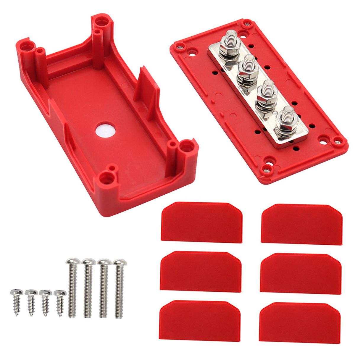 Power Distribution Block Heavy Duty Bus Bar Box with 5/16in M8*4 Terminal Studs 48V 300A Post Battery Junction Block for Car RV Truck Marine Boat