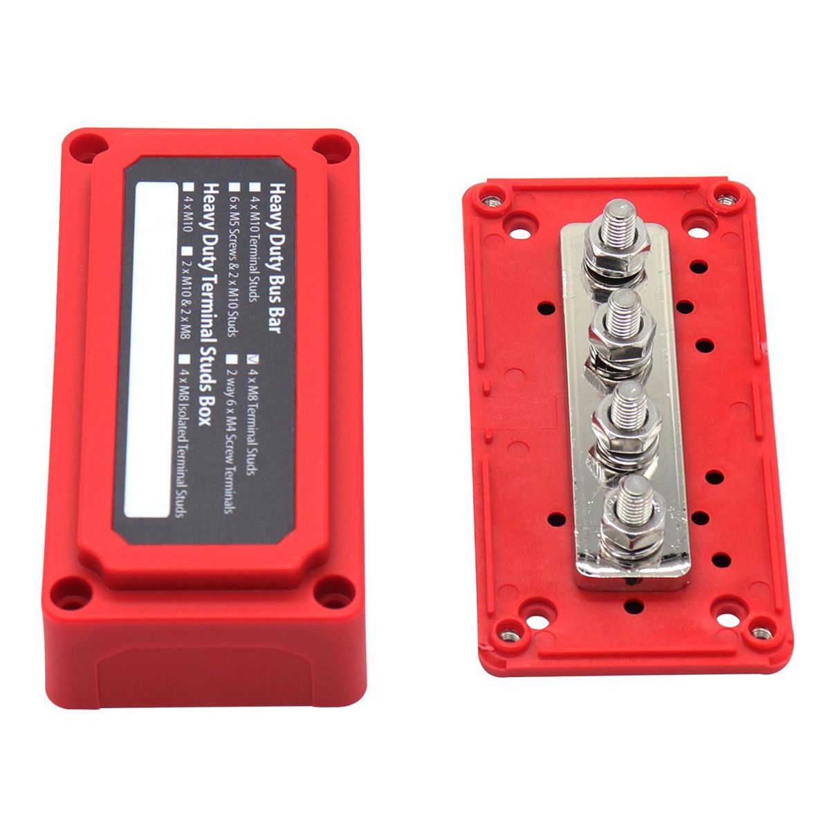 Power Distribution Block Heavy Duty Bus Bar Box with 5/16in M8*4 Terminal Studs 48V 300A Post Battery Junction Block for Car RV Truck Marine Boat