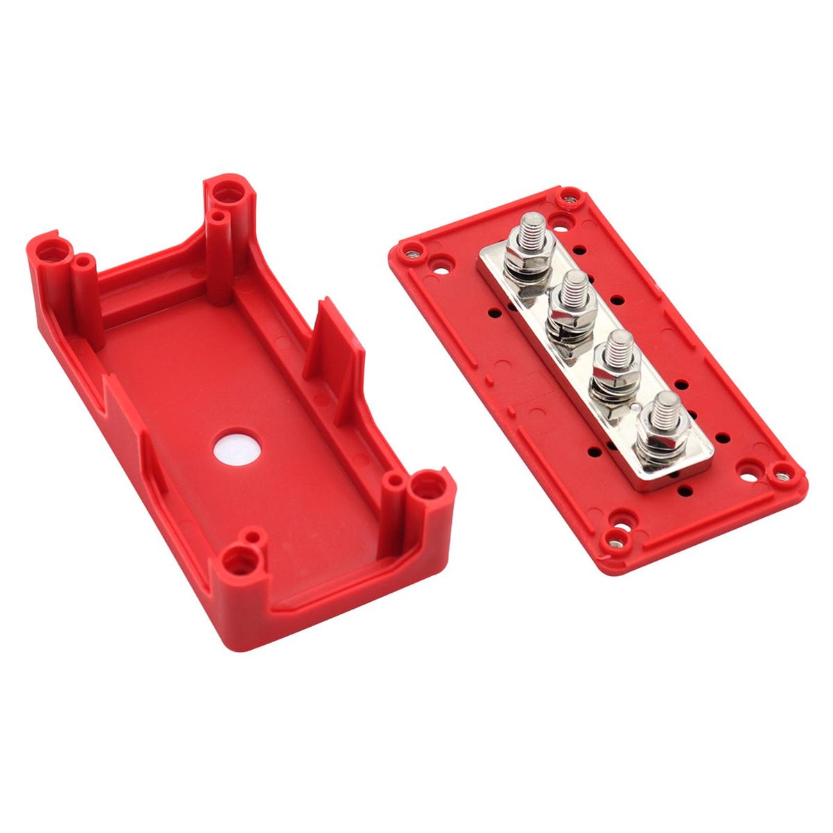 Power Distribution Block Heavy Duty Bus Bar Box with 5/16in M8*4 Terminal Studs 48V 300A Post Battery Junction Block for Car RV Truck Marine Boat