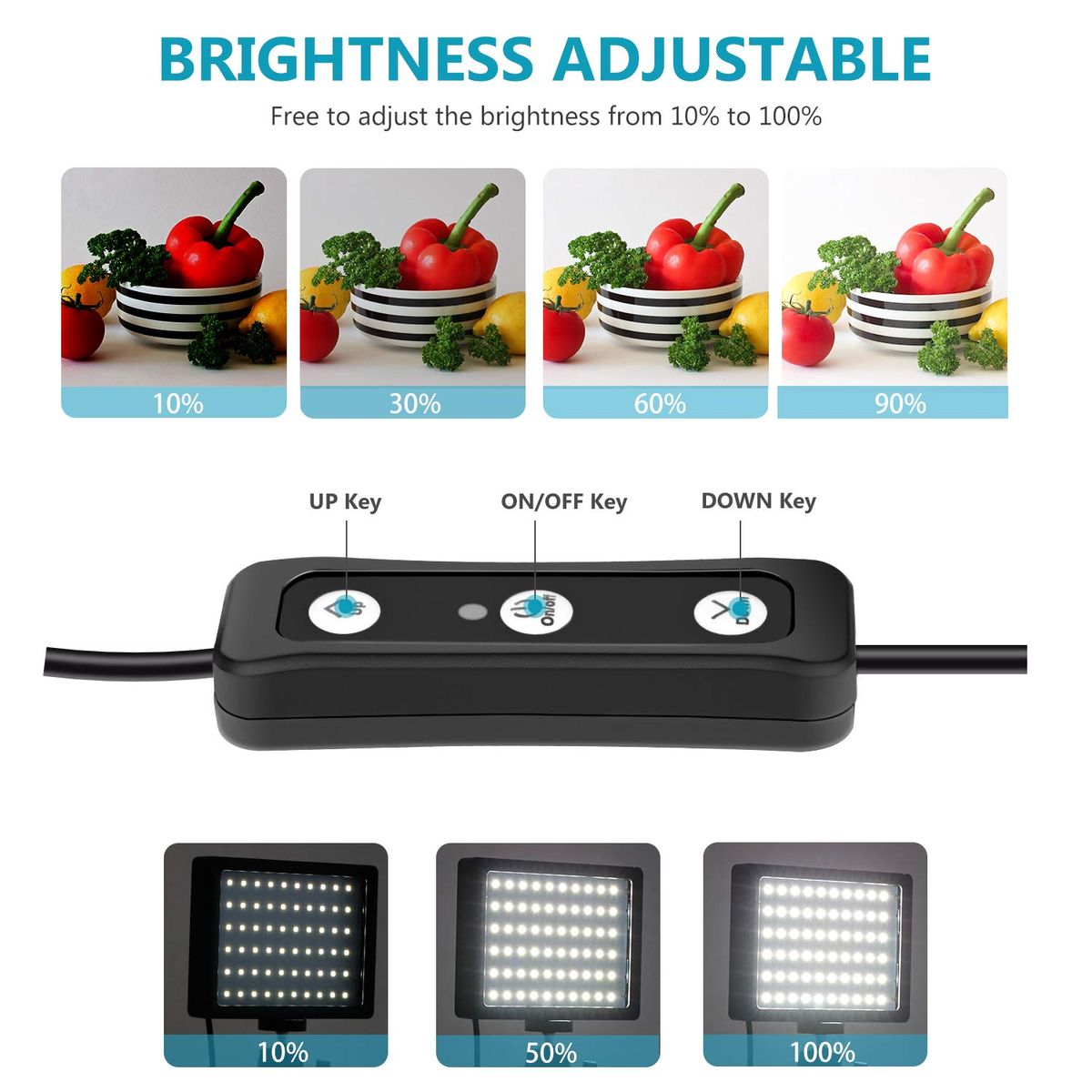 2 Packs Dimmable 5600K USB Camera LED Video Light W/ Adjustable Tripod Stand Color Filters