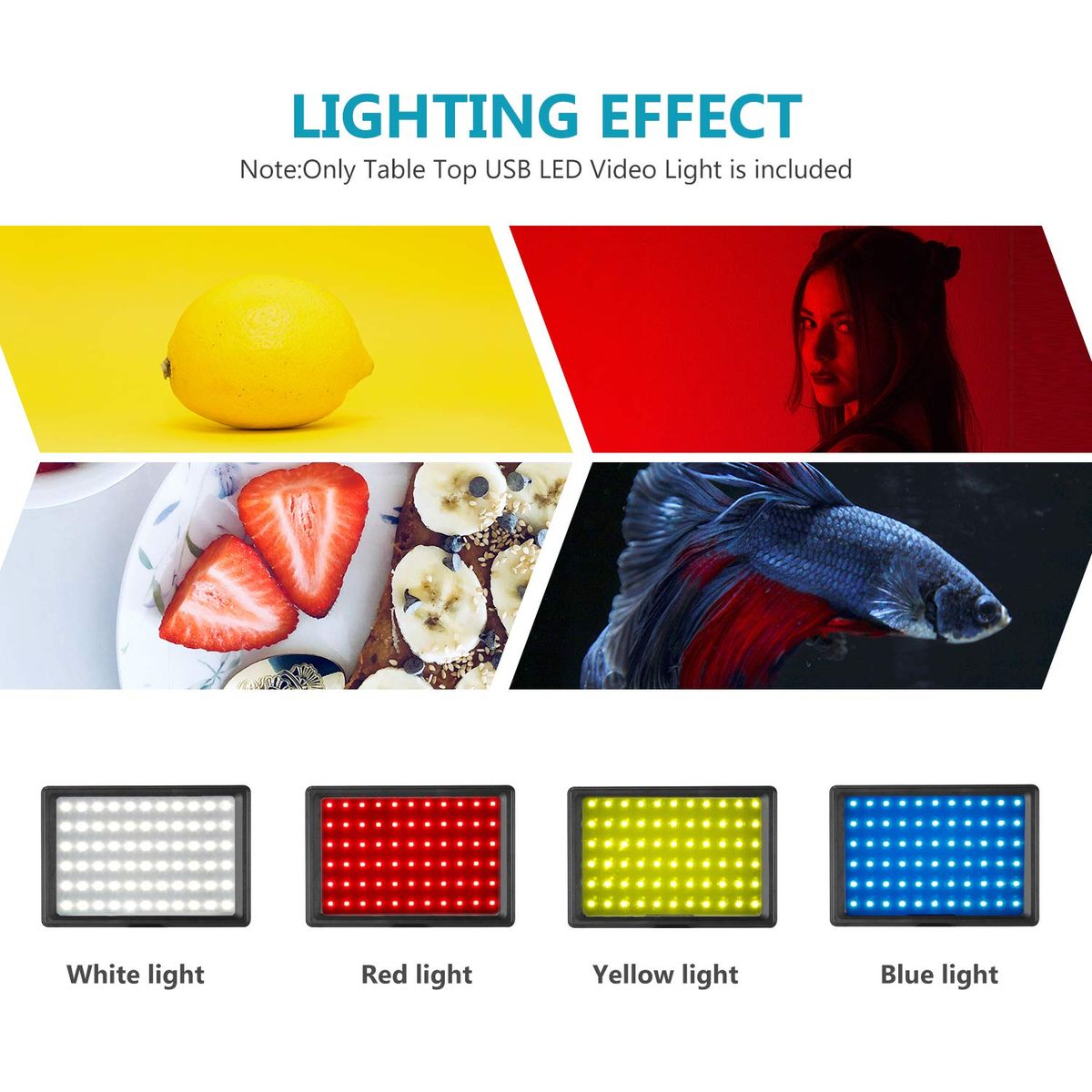 2 Packs Dimmable 5600K USB Camera LED Video Light W/ Adjustable Tripod Stand Color Filters