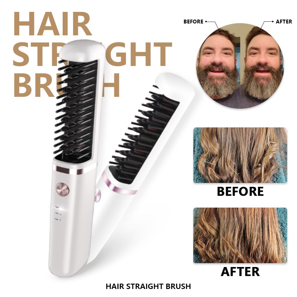 Rechargeable Hair Straightener Brush Wireless USB Recharge Easy To Carry 100-240v Universal Perm Machine