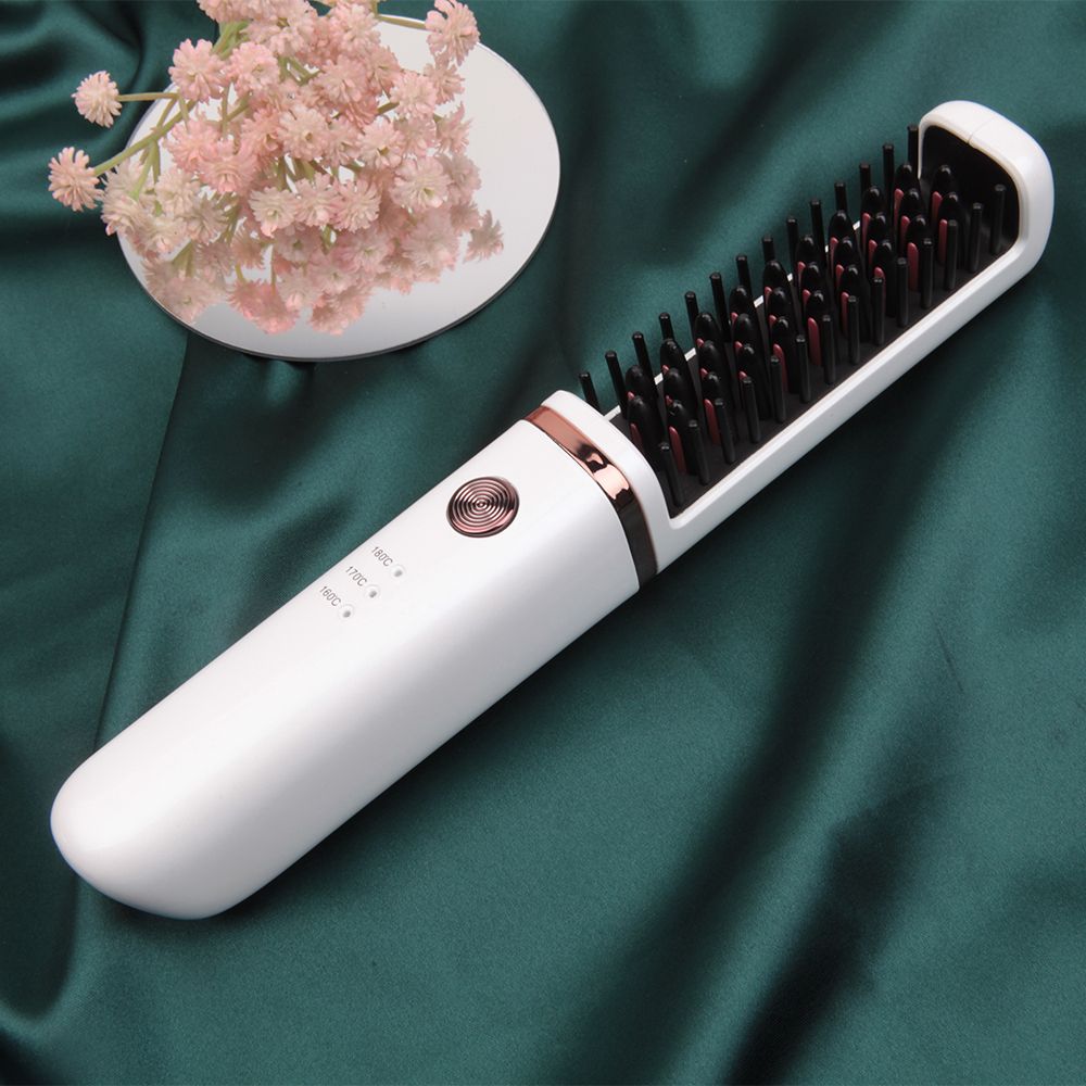 Rechargeable Hair Straightener Brush Wireless USB Recharge Easy To Carry 100-240v Universal Perm Machine