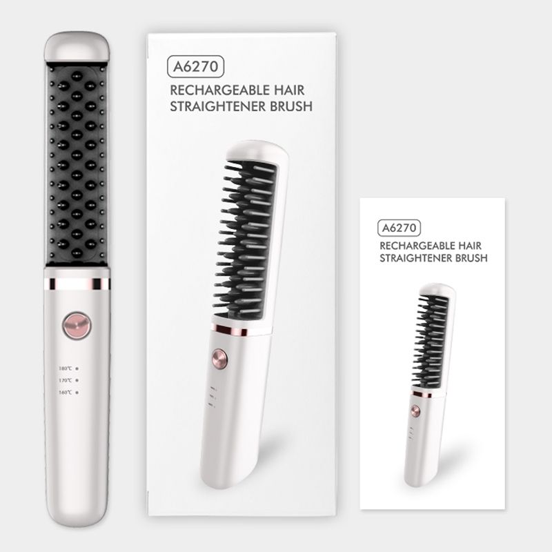 Rechargeable Hair Straightener Brush Wireless USB Recharge Easy To Carry 100-240v Universal Perm Machine