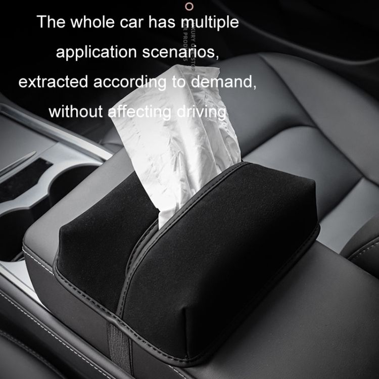 Car Hanging Armrest Box Tissue Box Upgraded Black