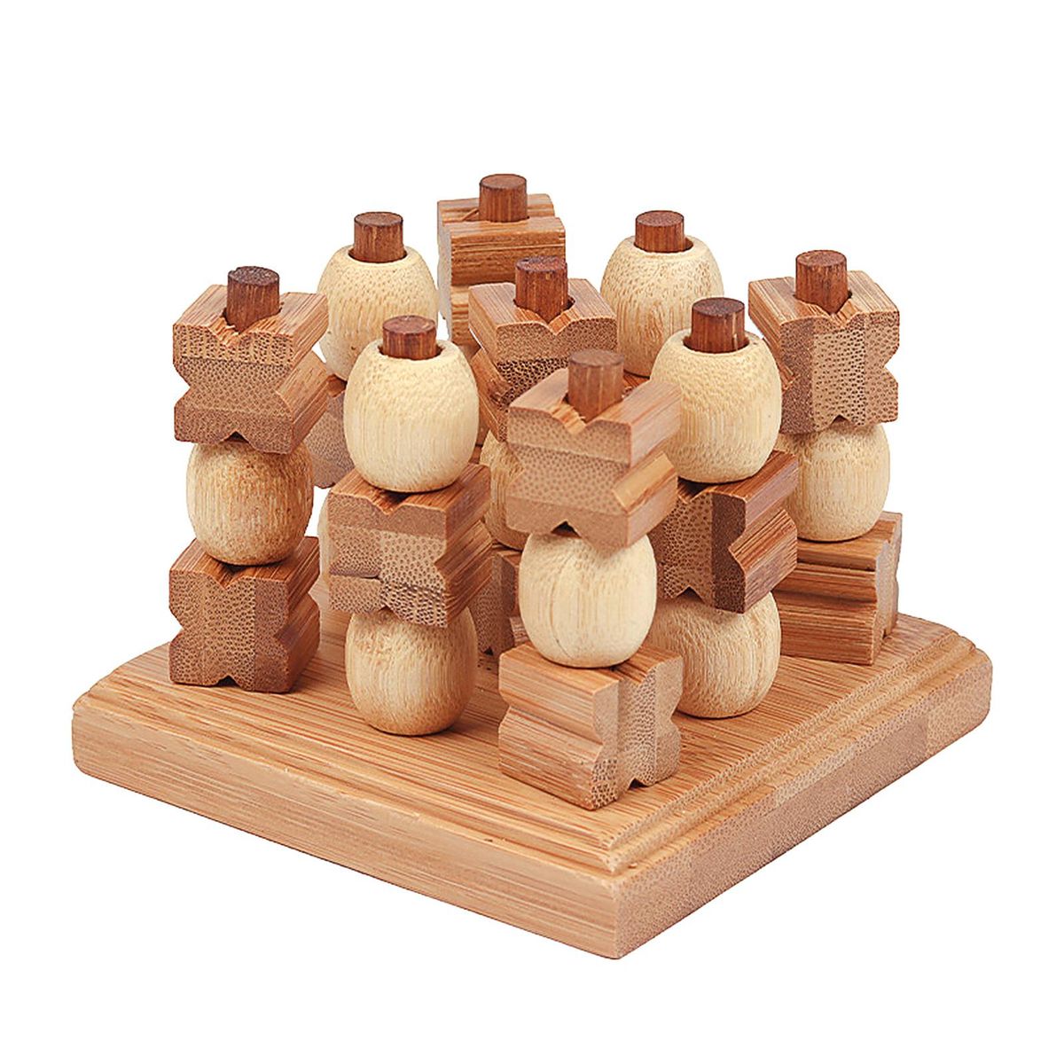 Wooden 3D XO Chess Set Travel Games Entertainment Educational Toys for Kids Adult Family Tabletop Board Game Family Game Wood Strategy Board Game