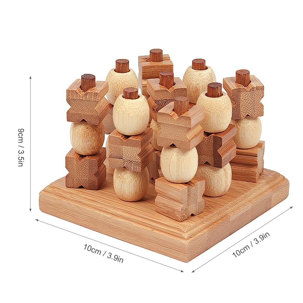 Wooden 3D XO Chess Set Travel Games Entertainment Educational Toys for Kids Adult Family Tabletop Board Game Family Game Wood Strategy Board Game