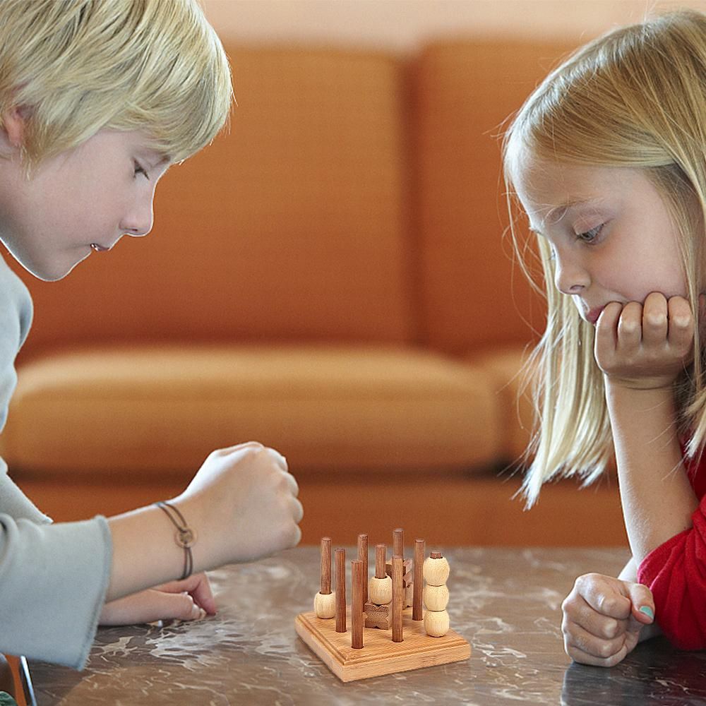 Wooden 3D XO Chess Set Travel Games Entertainment Educational Toys for Kids Adult Family Tabletop Board Game Family Game Wood Strategy Board Game