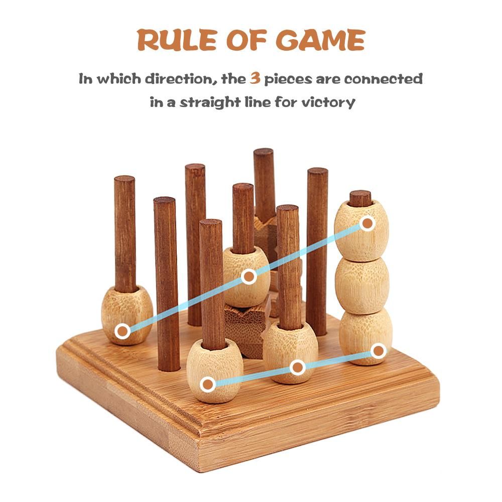 Wooden 3D XO Chess Set Travel Games Entertainment Educational Toys for Kids Adult Family Tabletop Board Game Family Game Wood Strategy Board Game