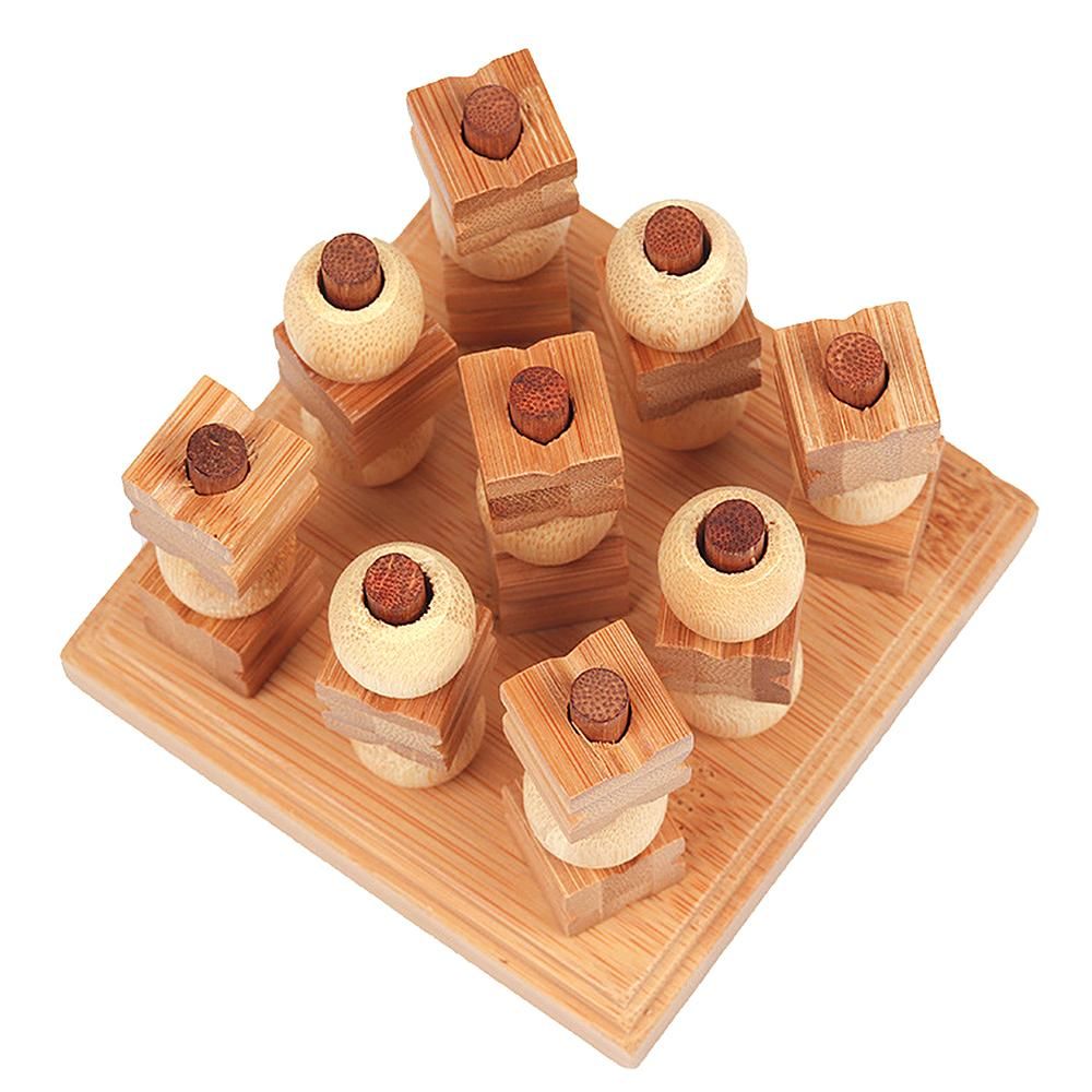 Wooden 3D XO Chess Set Travel Games Entertainment Educational Toys for Kids Adult Family Tabletop Board Game Family Game Wood Strategy Board Game
