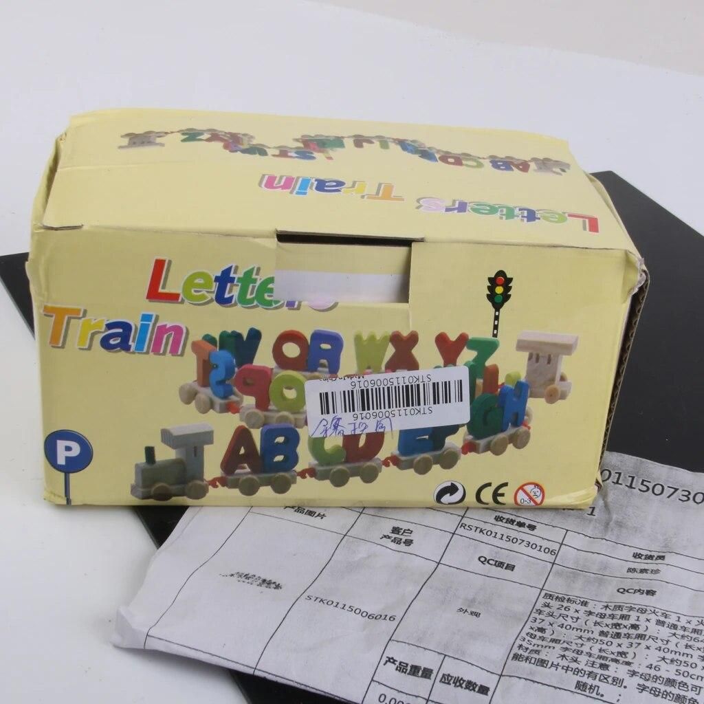 Wooden Train Set Alphabet Wood Letter Preschool Kids Toddler Educational Toy