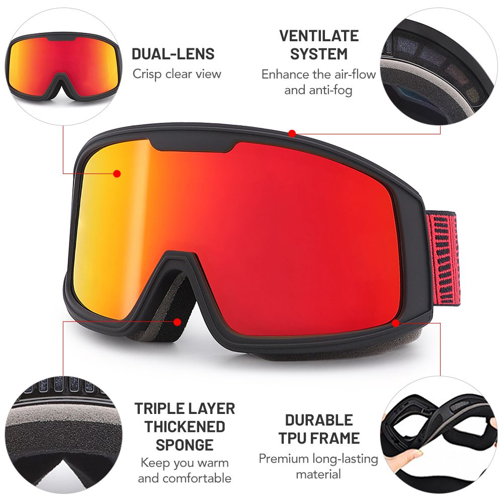 Clarity Increased Ski Goggles For Men Women Anti Fog UV