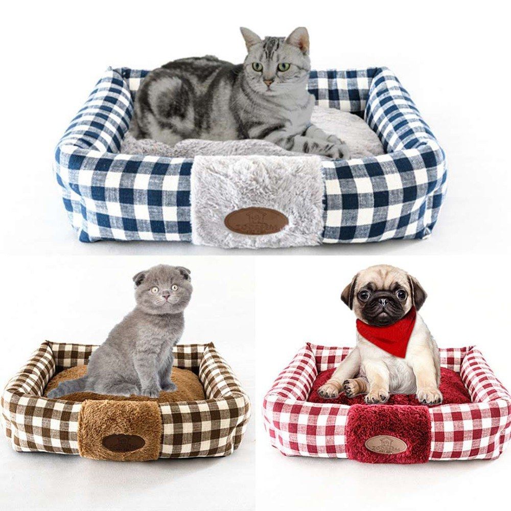 Pet Bed Soft Dog Bed Rectangle Kennel Cat Bed Puppy Cushion