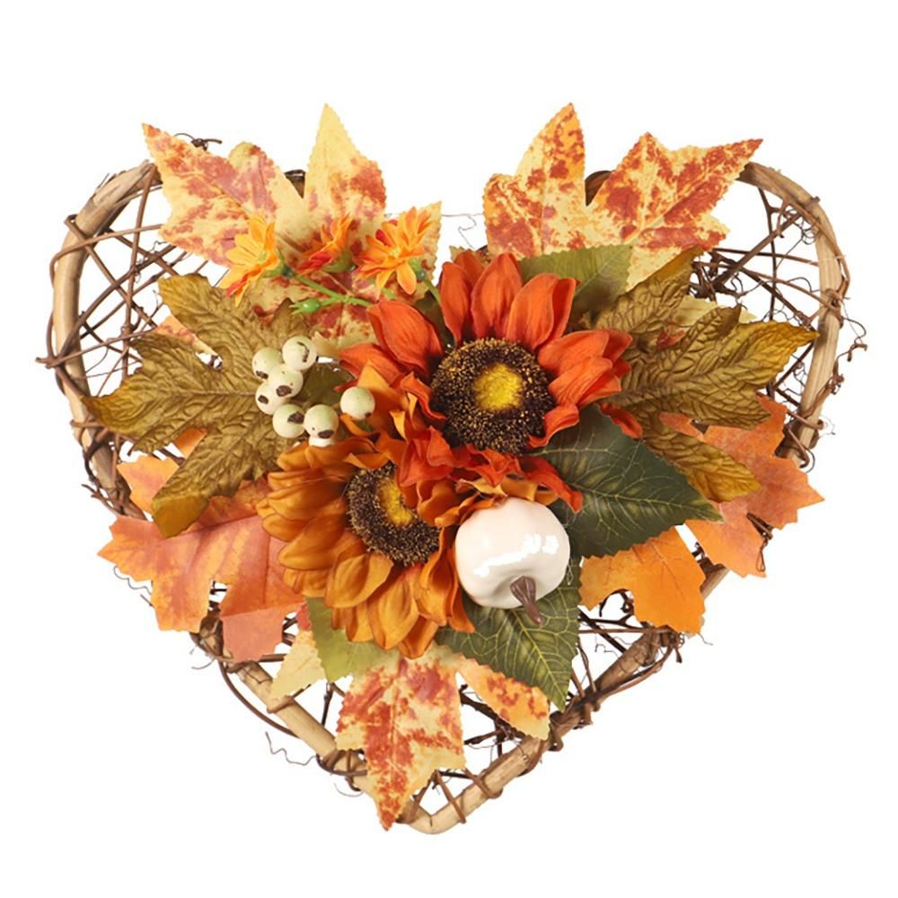 Artificial Sunflower Maple Wreath, for Indoor Outdoor Door W