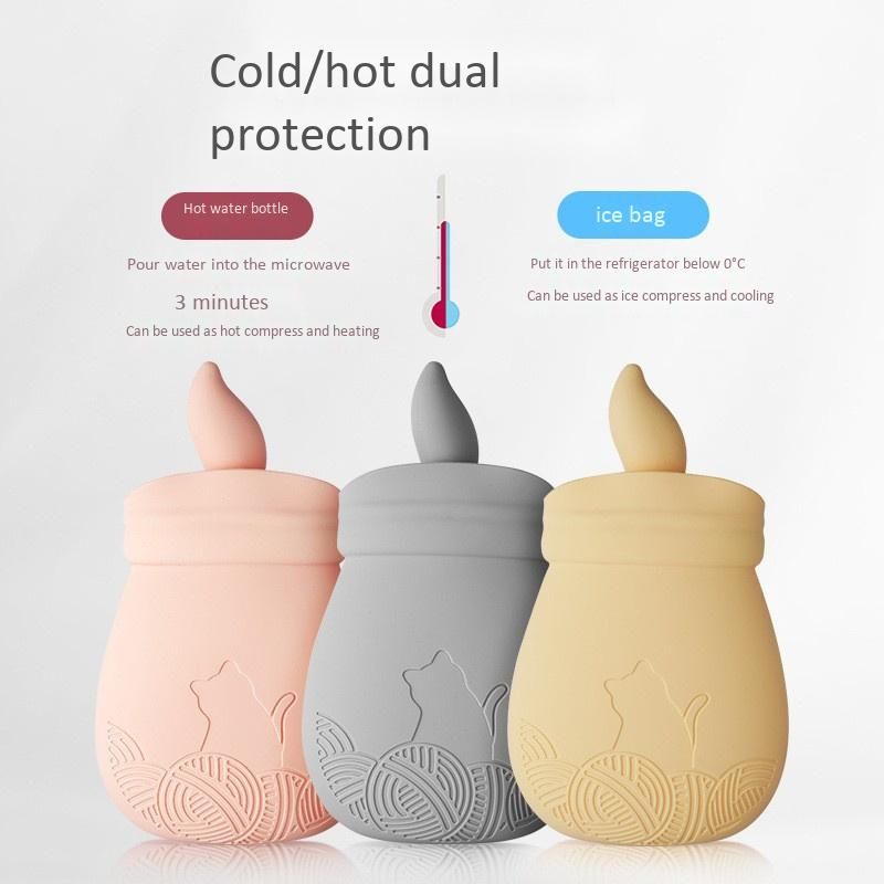 Silicone Hot Water Bottle Bag with Knitted Cover WARM Relaxing Heat / Cold Therapy for Pain Relief-Pink