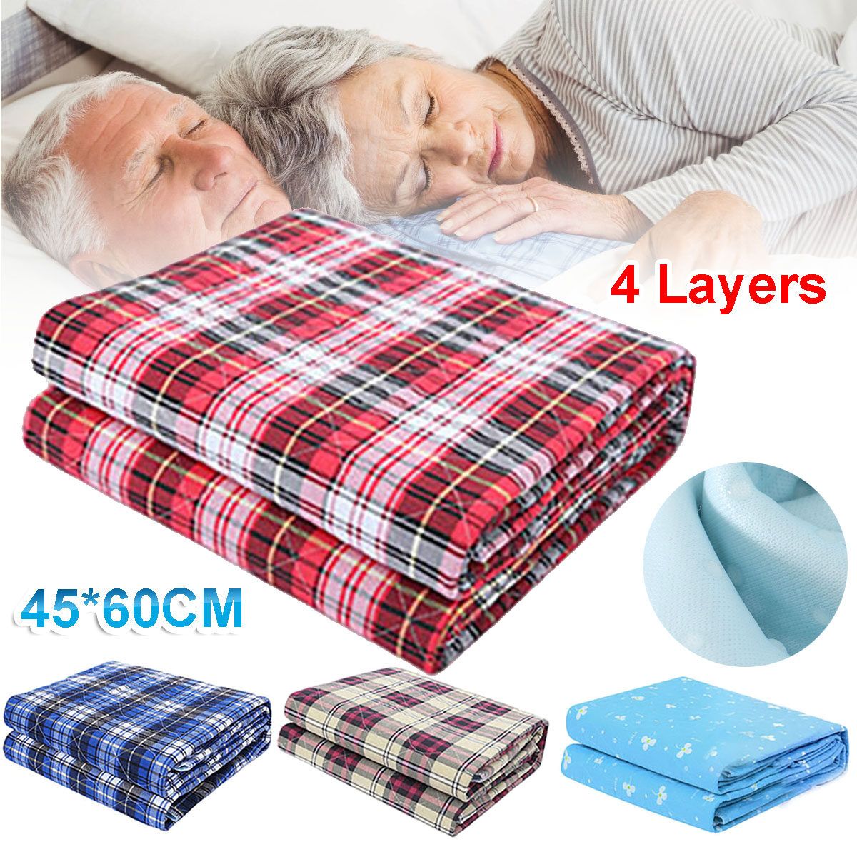 Waterproof Underpad Bed Pad Incontinence Kids Adult Mattress Protector Washable Blue White-flower
