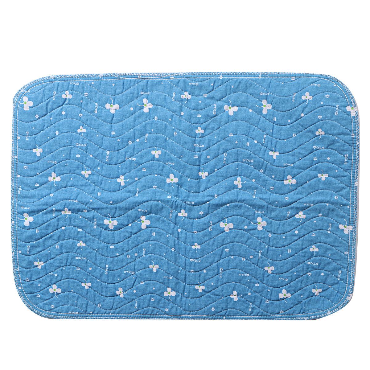 Waterproof Underpad Bed Pad Incontinence Kids Adult Mattress Protector Washable Blue White-flower
