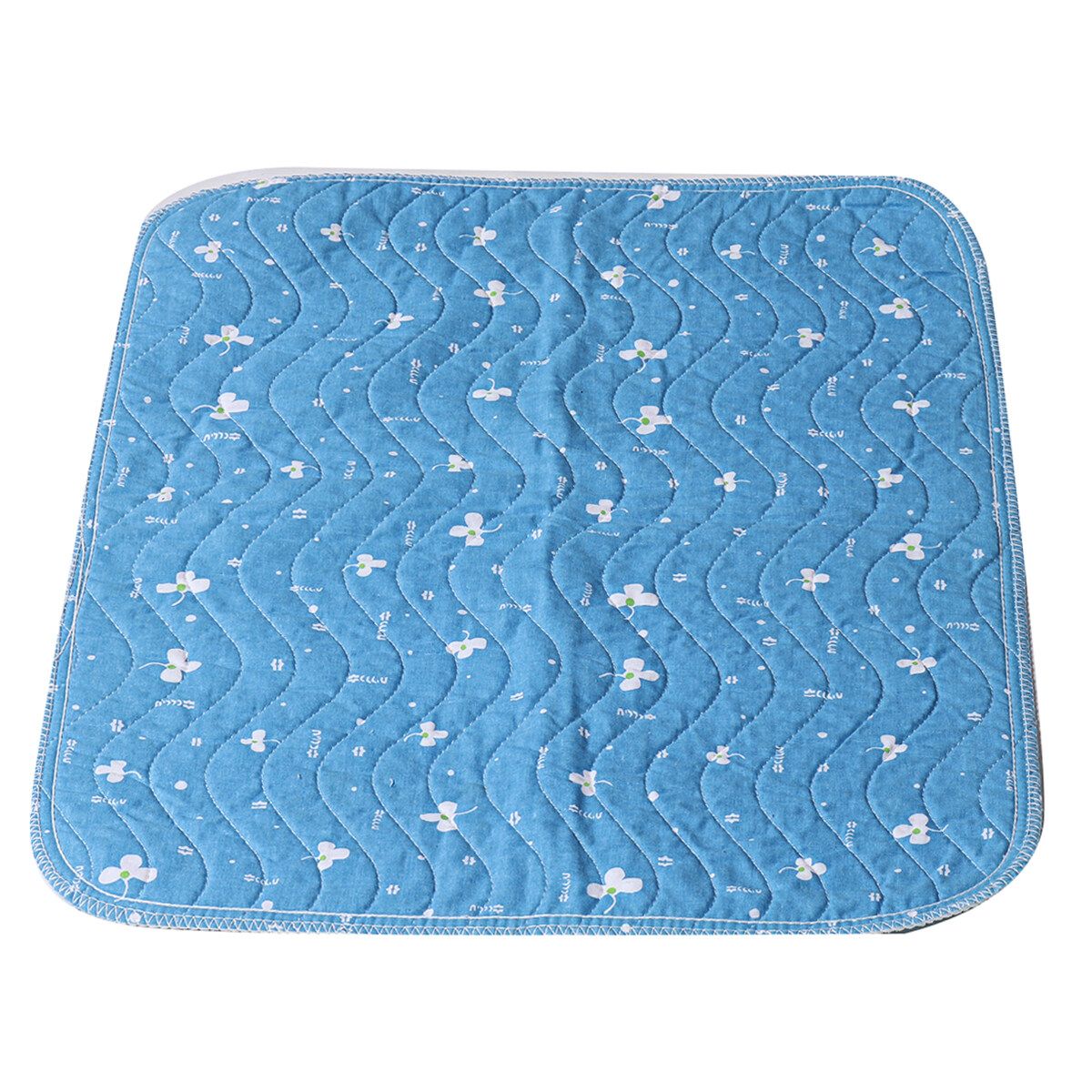 Waterproof Underpad Bed Pad Incontinence Kids Adult Mattress Protector Washable Blue White-flower