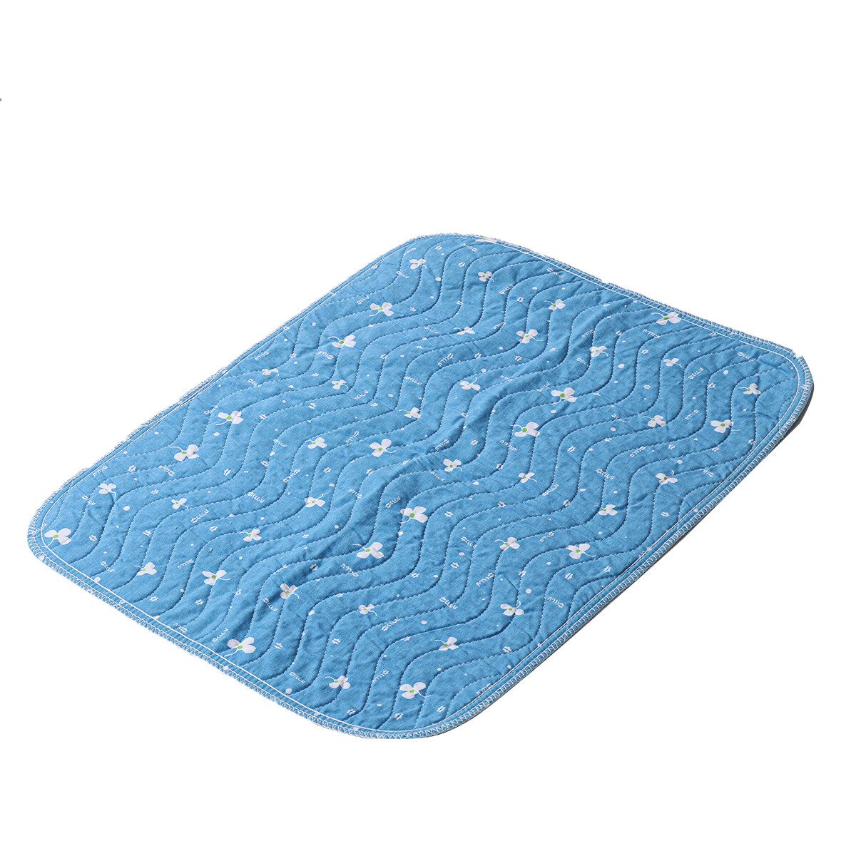 Waterproof Underpad Bed Pad Incontinence Kids Adult Mattress Protector Washable Blue White-flower