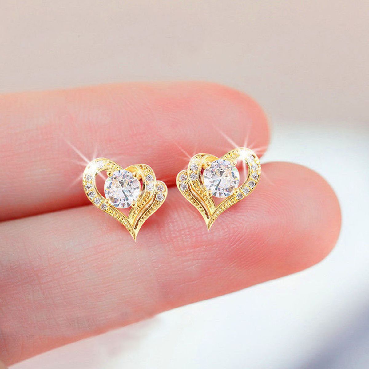 1 Pair Women Earring Heart-shaped Fashion Jewelry-Silver