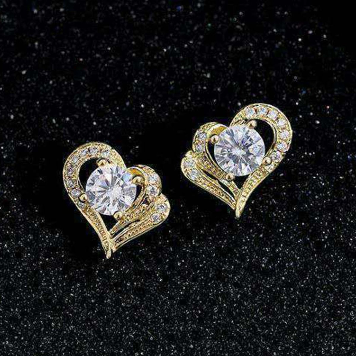 1 Pair Women Earring Heart-shaped Fashion Jewelry-Silver