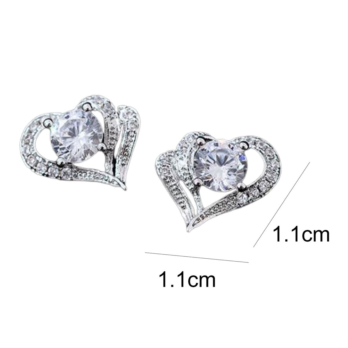 1 Pair Women Earring Heart-shaped Fashion Jewelry-Silver