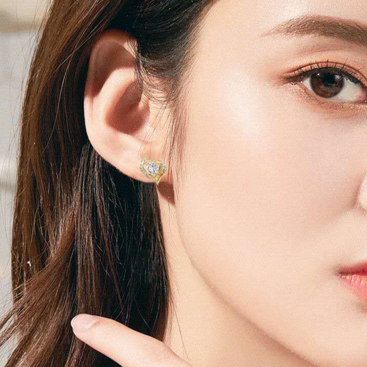 1 Pair Women Earring Heart-shaped Fashion Jewelry-Silver