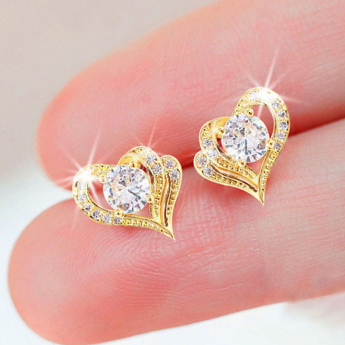 1 Pair Women Earring Heart-shaped Fashion Jewelry-Silver
