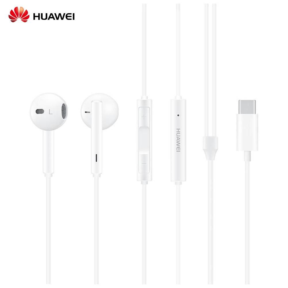 HUAWEI CM33 Classic Earphones (USB-C Edition) Half In-ear Corded Headset Handsfree Hi-Res High-Resolution Audio Immersive Wired Headphone with Mic Microphone Volume Control Wind Noise Reduction Cancellation 3-Button Remote Co