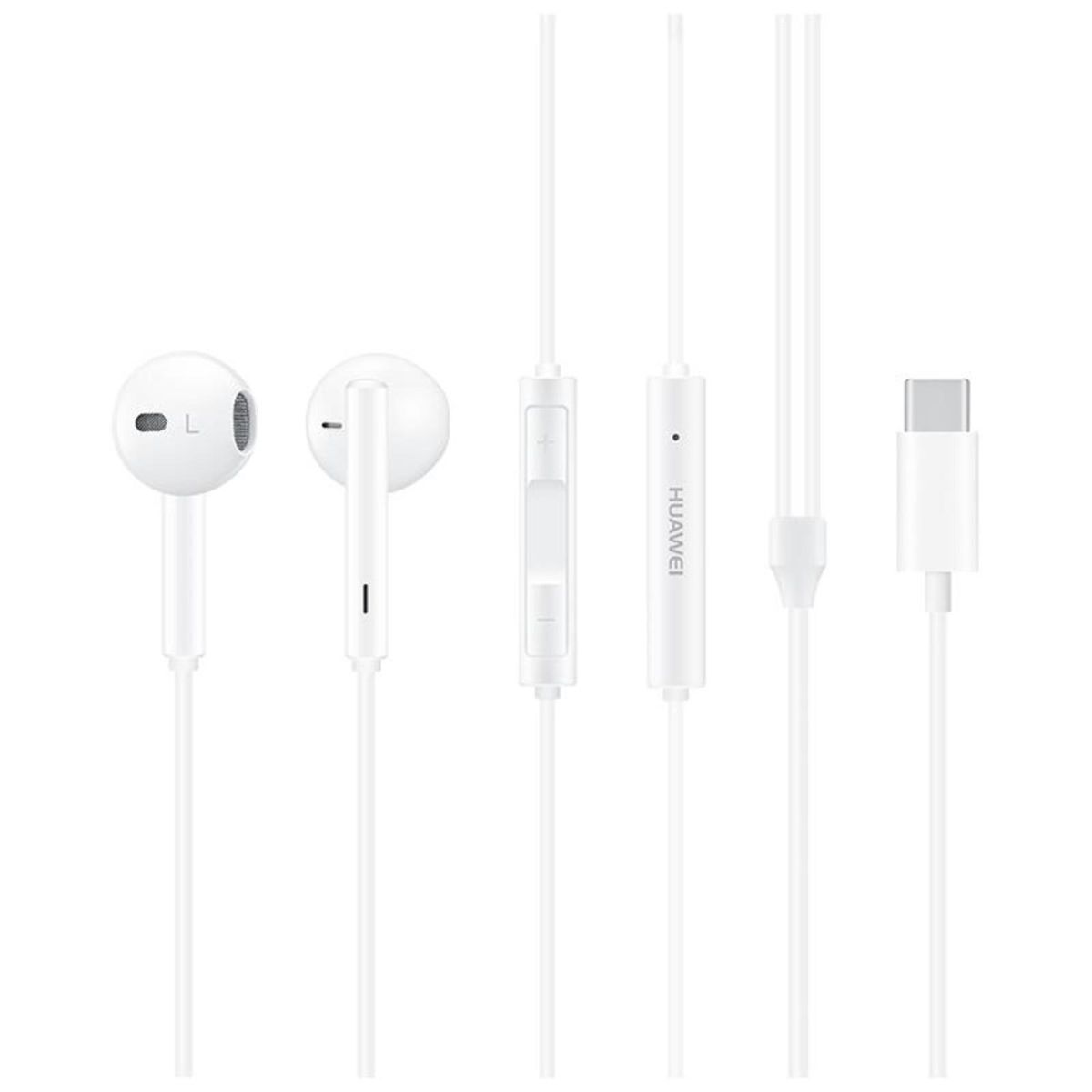 HUAWEI CM33 Classic Earphones (USB-C Edition) Half In-ear Corded Headset Handsfree Hi-Res High-Resolution Audio Immersive Wired Headphone with Mic Microphone Volume Control Wind Noise Reduction Cancellation 3-Button Remote Co