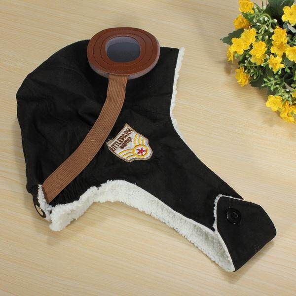 Retro Kids Toddler Boys Warm Pilot Aviator Winter Cap Earmuff Ear Protector Hat Black