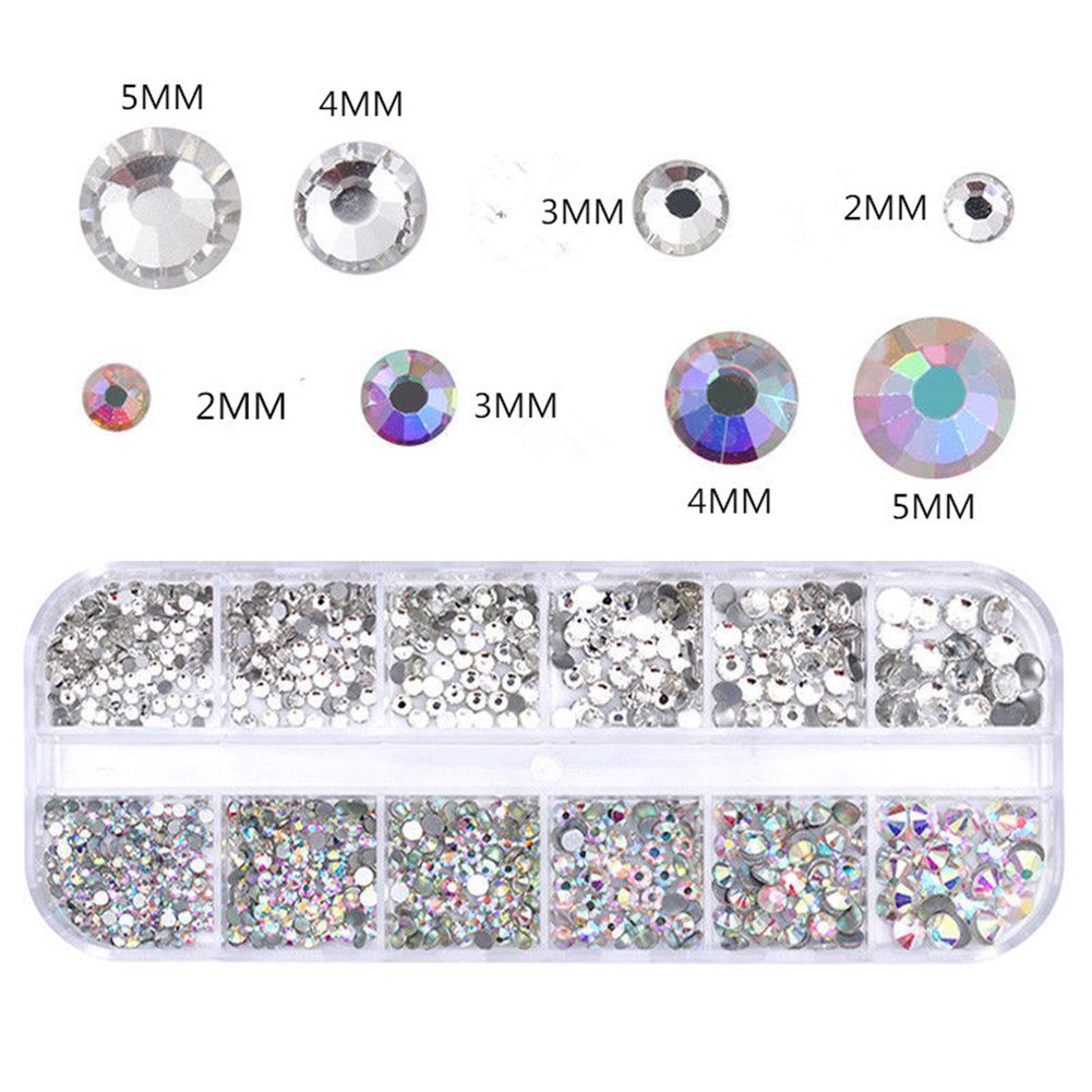 12 Grids Glitter Transparent Flat Rhinestone Mixed Shiny-