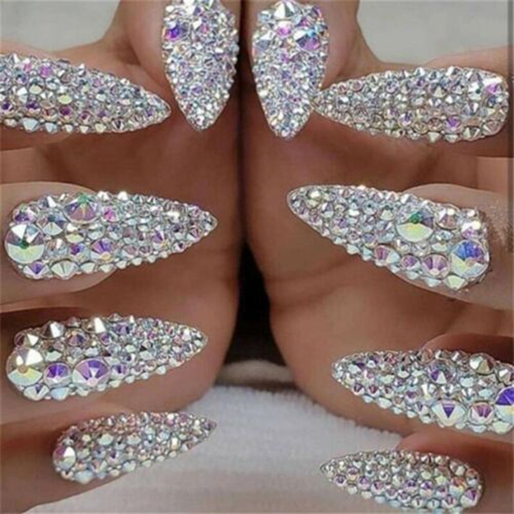 12 Grids Glitter Transparent Flat Rhinestone Mixed Shiny-