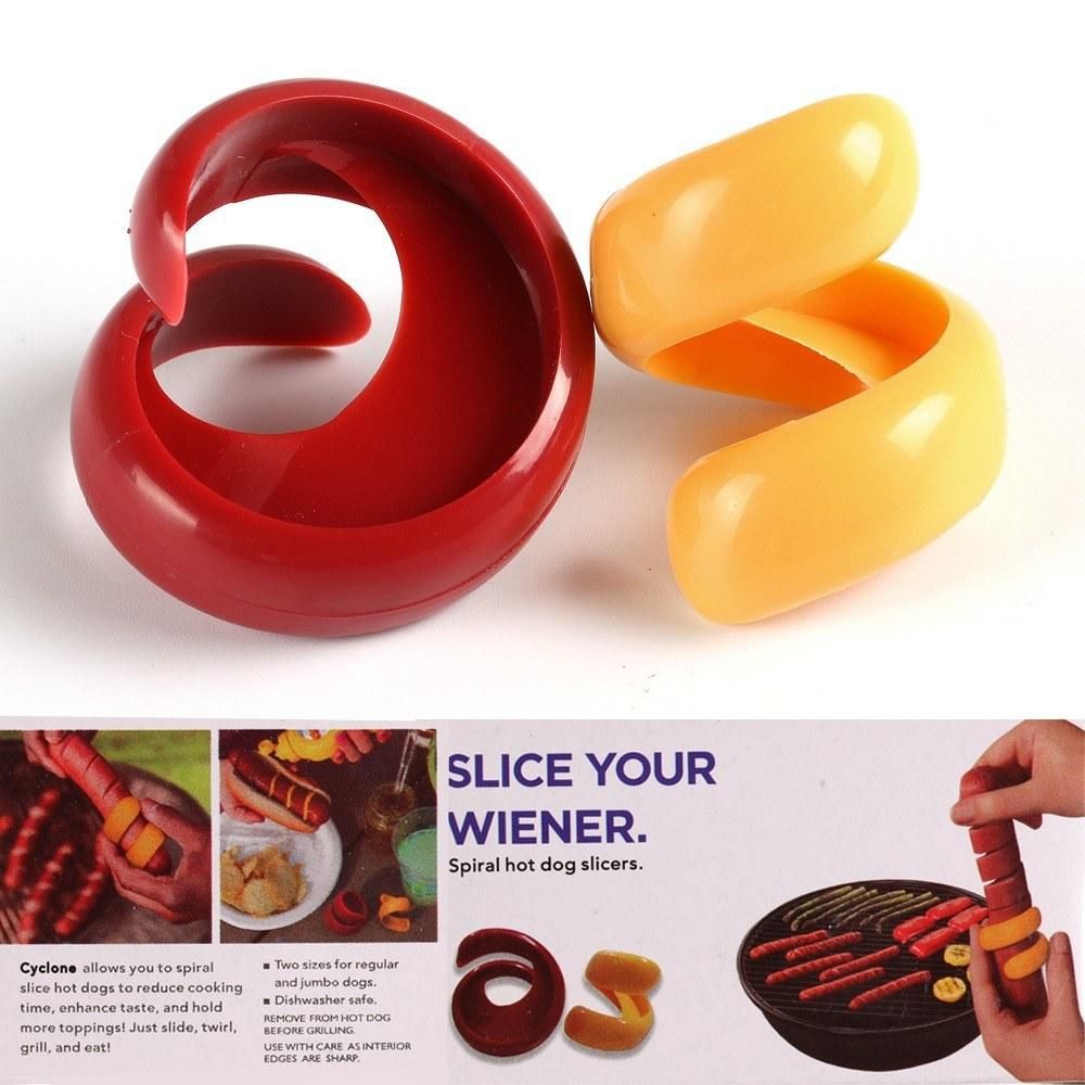 2Pcs Sausage Cutter Set Food -Grade Plastic Manual Sausage Cutter Spiral Barbecue Hot Dogs Cutter Slicer Kitchen Cutting Gadget