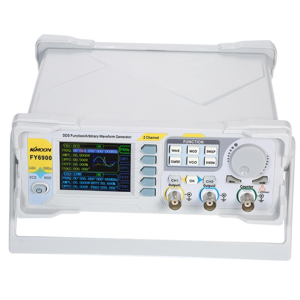 KKmoon 60MHz Function Signal Generator High Precision Digital DDS Dual-channel Function Signal/Arbitrary Waveform Generator Pulse Signal Source 250MSa/s Frequency Meter VCO Burst AM/PM/FM/ASK/FSK/PSK Modulation DDS Generator 