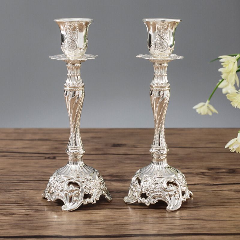 2PCSpair GoldSilver Europe Metal Candle Stand God