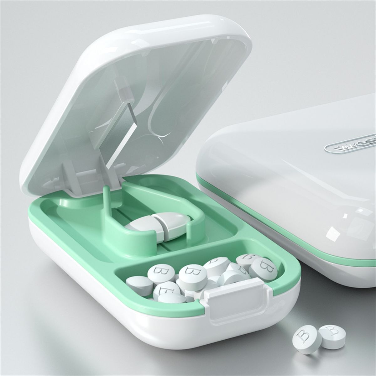 Pill Box   Perfect Storage Pill Cutter White
