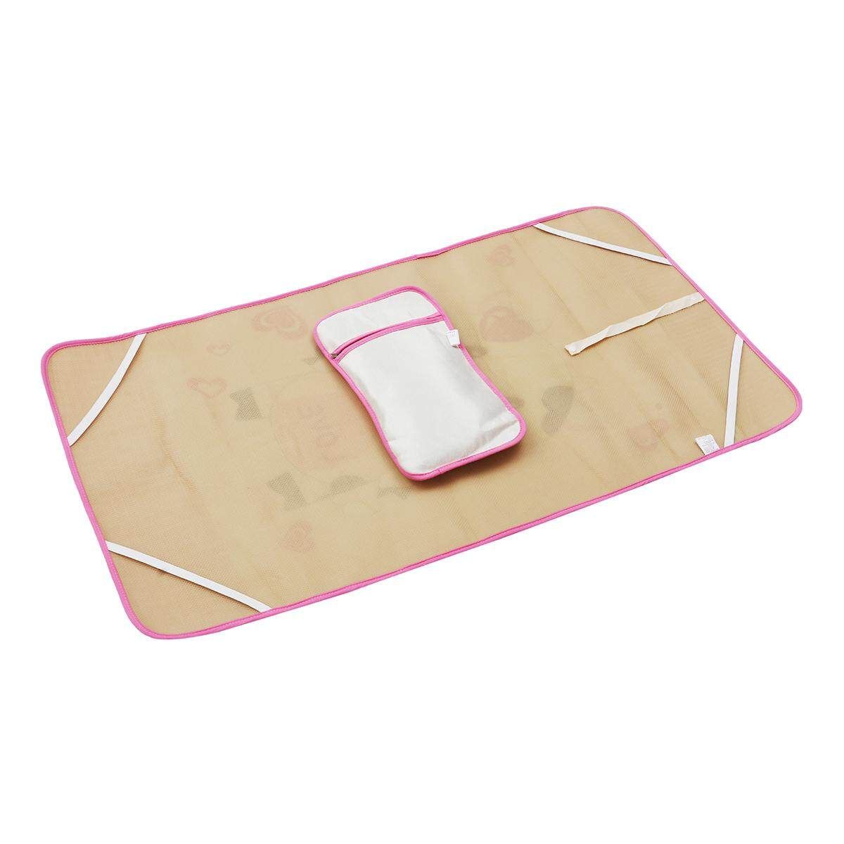 4 Styles Baby Summer Foldable Cool Sleeping Ice Silk Bed Mat With Pillow Set 120*60cm Pink Cow