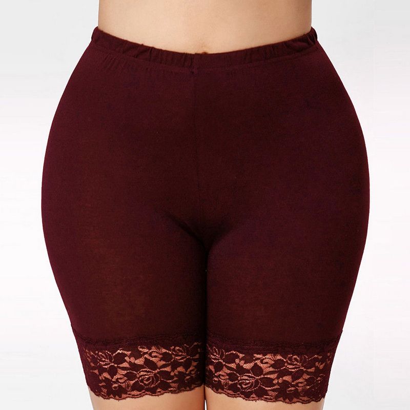 (White)Plus Size Safety Shorts Women Black Lace High Stretch Safety Pants Ladies Casual Seamless Under Shorts XXXXL XXL XXXL Workout DOU