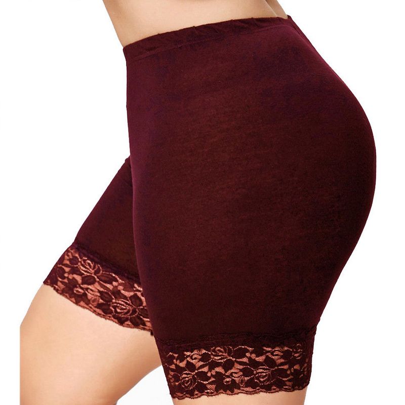 (White)Plus Size Safety Shorts Women Black Lace High Stretch Safety Pants Ladies Casual Seamless Under Shorts XXXXL XXL XXXL Workout DOU