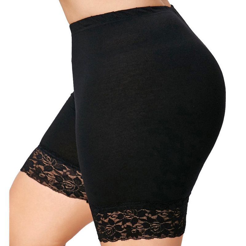 (White)Plus Size Safety Shorts Women Black Lace High Stretch Safety Pants Ladies Casual Seamless Under Shorts XXXXL XXL XXXL Workout DOU