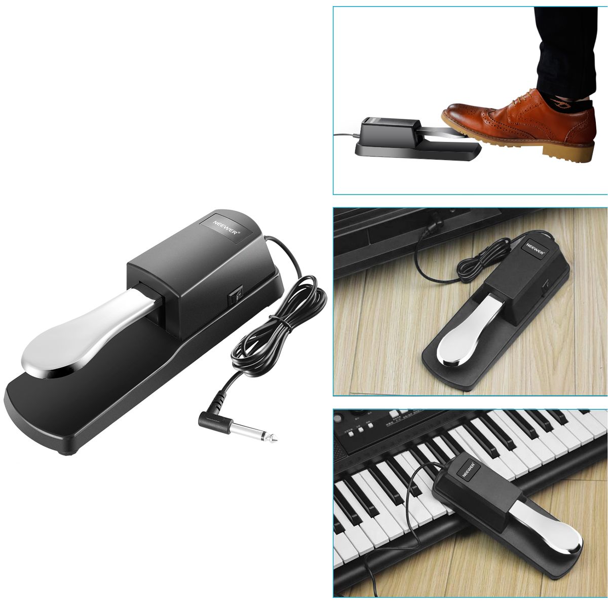 Universal Piano-style Sustain Foot Pedal With Polarity Switch Design Compatible With Any Electronic Keyboard With 1/4 Input Jack