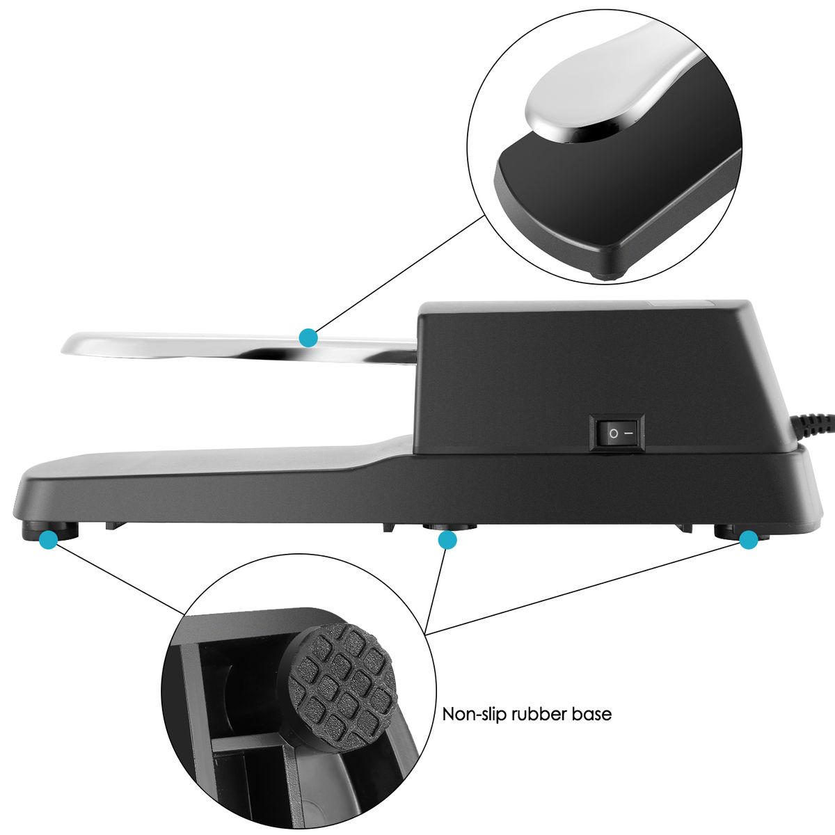 Universal Piano-style Sustain Foot Pedal With Polarity Switch Design Compatible With Any Electronic Keyboard With 1/4 Input Jack