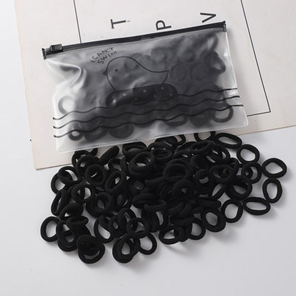 100Pcs Hair Scrunchies High Elastic Small Rubber Band Black