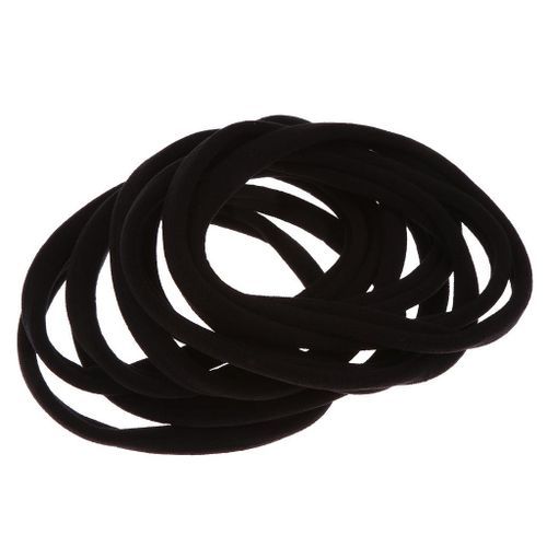 12Pcs Girls Black Elastic-Hair Band-Ponytail
