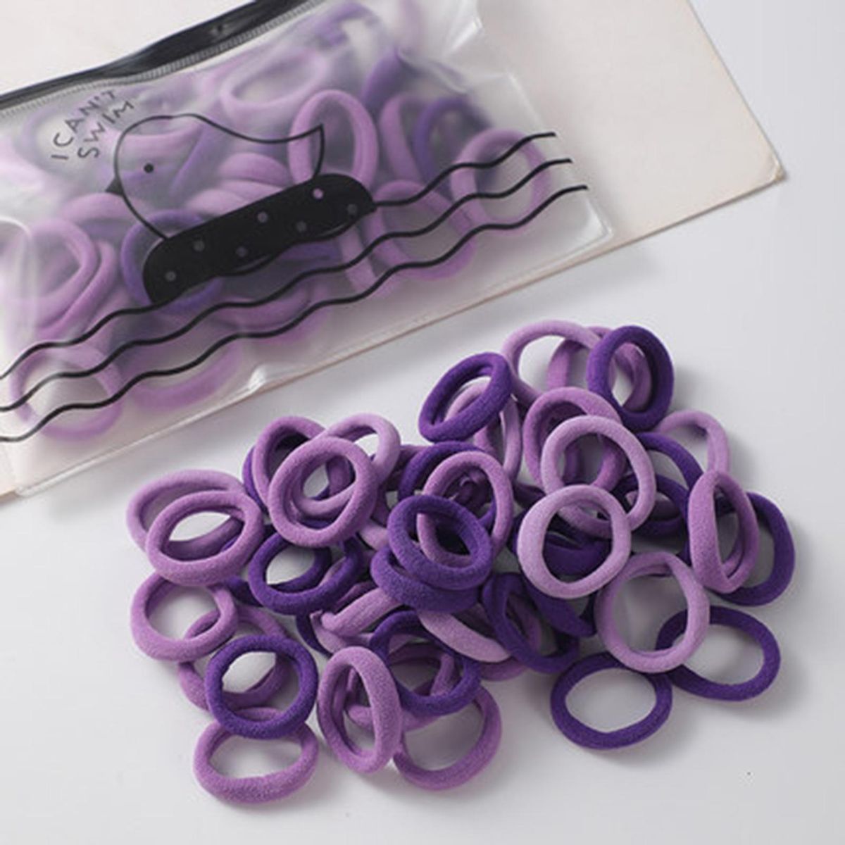 100Pcs Hair Scrunchies High Elastic Small Rubber Band Purple