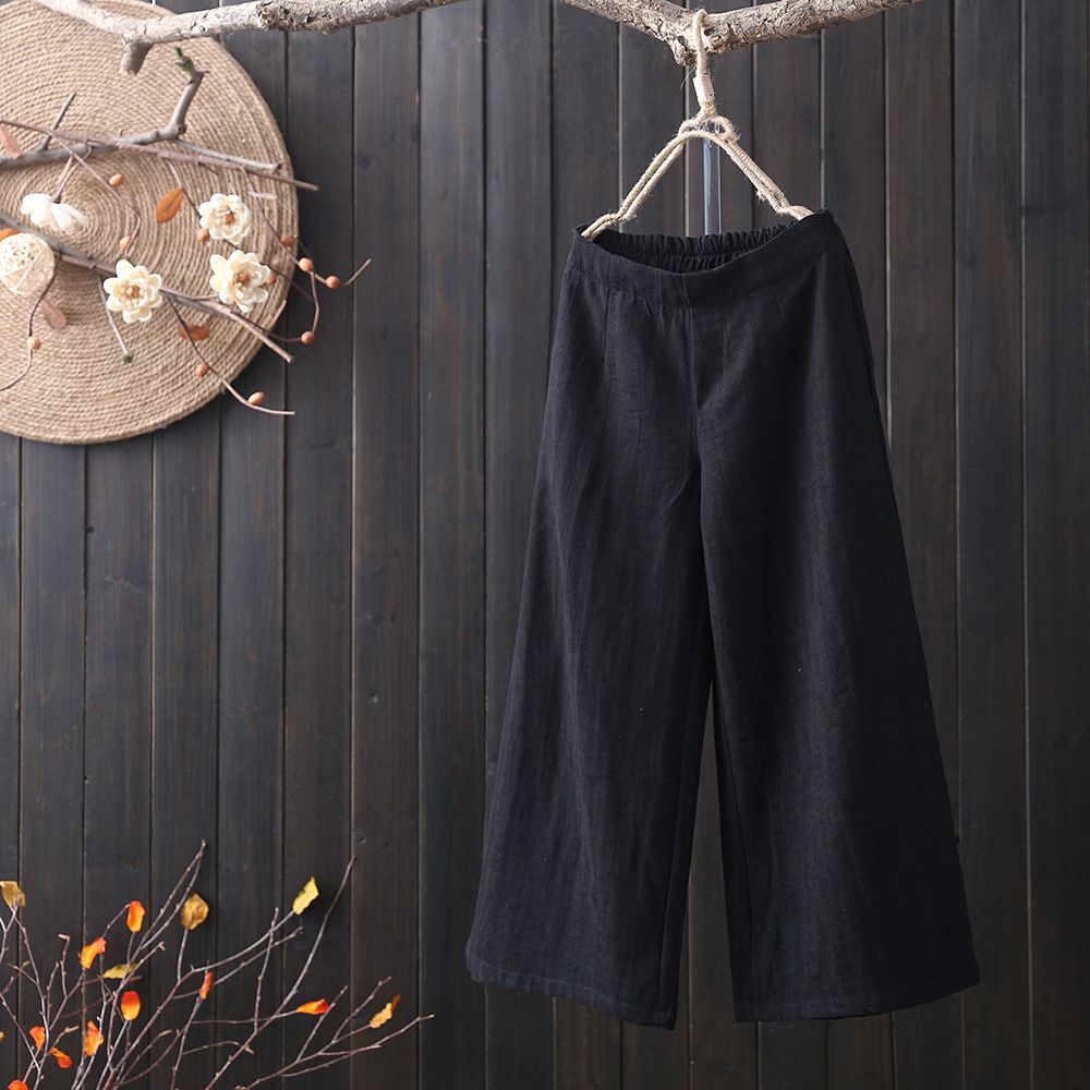 Large Loose Linen Pants Nine Point Linen Wide Leg Pants