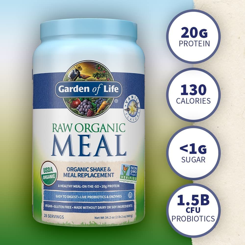 Raw Organic Meal Replacement Powder -Vanilla 28Servings  All-in-One Meal Replacement Shake